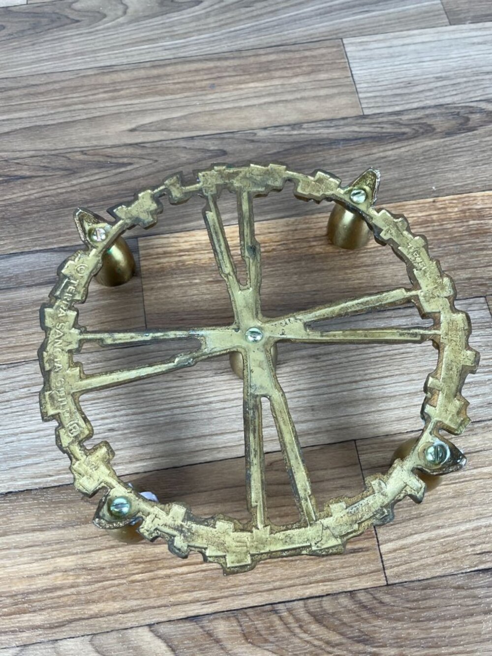Vtg Terra Sancta Guild Light Shines Brass Enamel Candle Holder - Picture 7 of 9